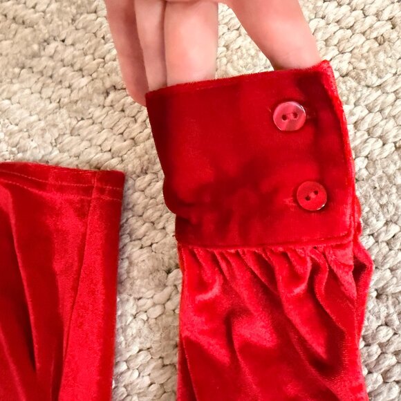 ModCloth Red Velvet Button-up Women's top Small - Picture 4 of 4